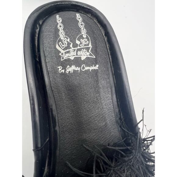 Jeffrey Campbell LF x JC Limited Edition Fringe Slip On Flat Sandals Black 7 - Picture 6 of 10